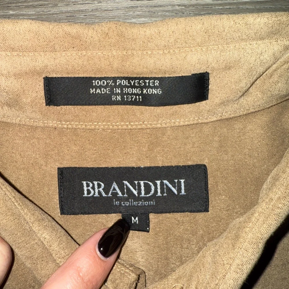 Vintage Brandini Suede Button Up Shirt Jacket Shacket Brown Mens Medium - Picture 2 of 5